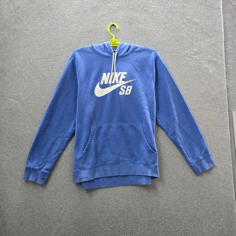Nike SB Men Hoodie XL Blue Fleece Nike Logo Y2K Fleece Pullover READ